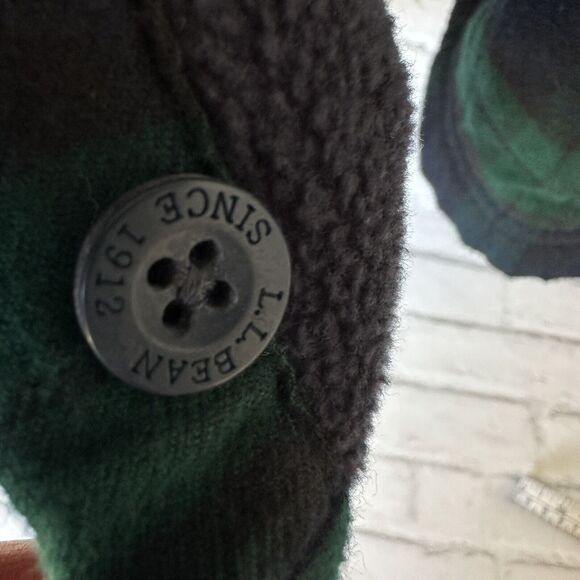 LL Bean Flannel Fleece Lined XL Tall Button Up Long Sleeve Blue Green Plaid - Picture 8 of 11